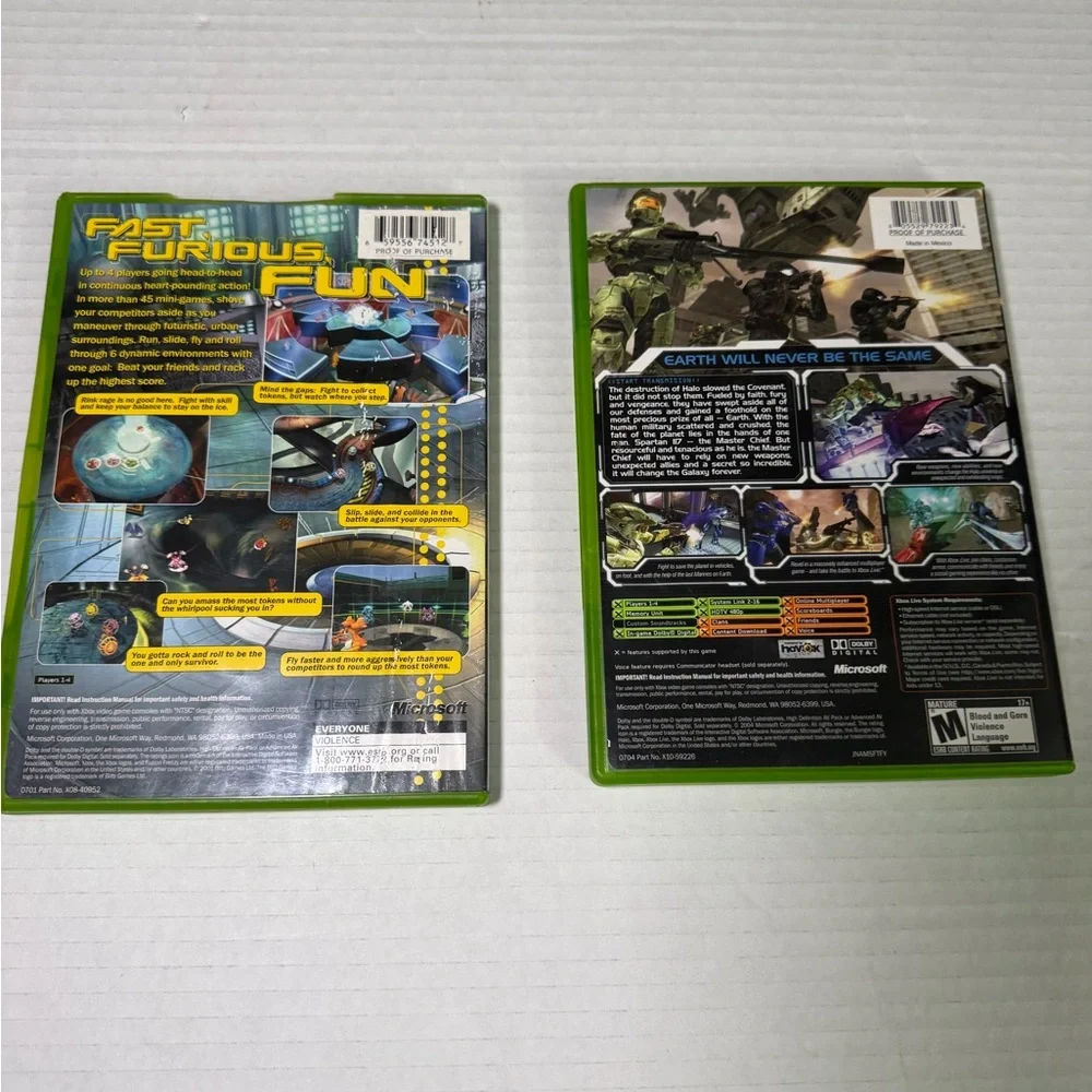 Xbox Classic Lot Of 2 Games Fuzion Frenzy and Halo 2 Tested